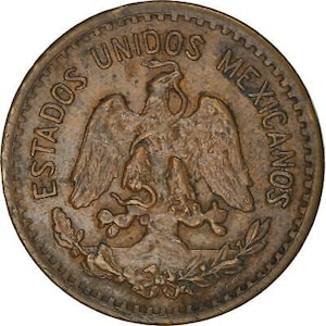 Mexico 1 Centavo Coin | Estados Unidos Mexicanos | Encina | 1905 - 1949