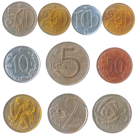 10 Czechoslovakian Coins | Old Collectible Currency | Heller Koruna Koruny Korun | Czechoslovak Money | Non Existent Country 1946 - 1993