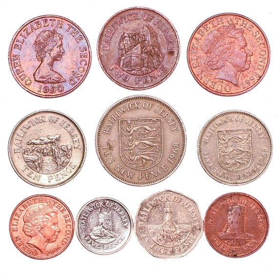 10 Jersey Coins | Penny | Shilling | Pence | Channel Island | Bailiwick of Jersey since 1957