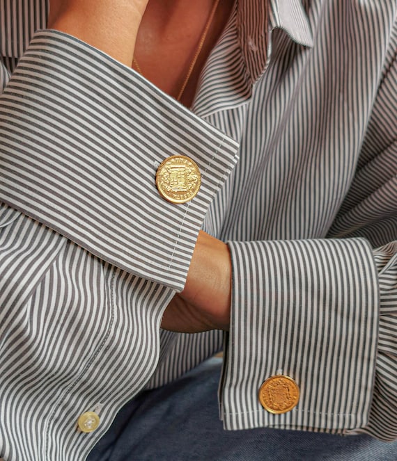 Gold plated Cufflinks with Genuine Spanish 1 Peseta Coins | Juan Carlos I | Coin Links | Spain Cuffs fasteners | Dress shirt fasteners