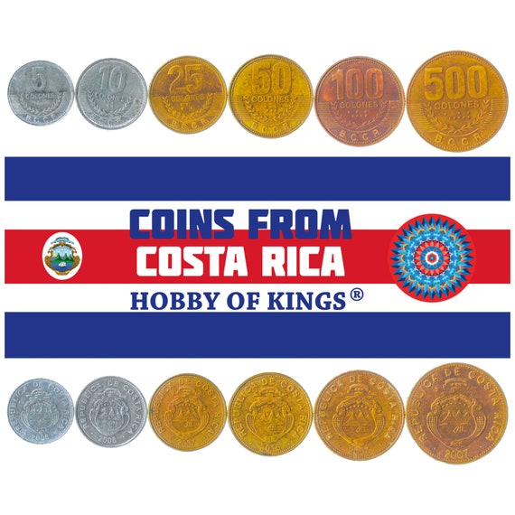 Costa Rican Tico 6 Coin Set 5 10 25 50 100 500 Colones | Coffee Branch | Ships | Stars | Volcano | 2006 - 2018