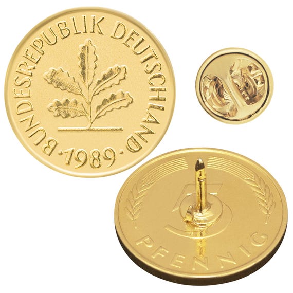 Germany Coin Pin Brooch Badge | Butterfly Clutch Fastener | Vintage Collectible Jewelry | Genuine 5 Pfennig