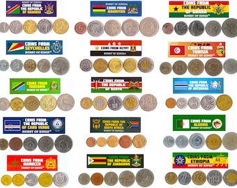 5 monedas diferentes de países africanos. Dinero africano, colección de divisas, colecciones de monedas. ¡Gran regalo para coleccionistas de monedas!