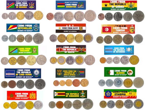 5 Different Coins From African Countries. African Money, Currency Collection, Coin Collections. Great gift for Coin collectors!