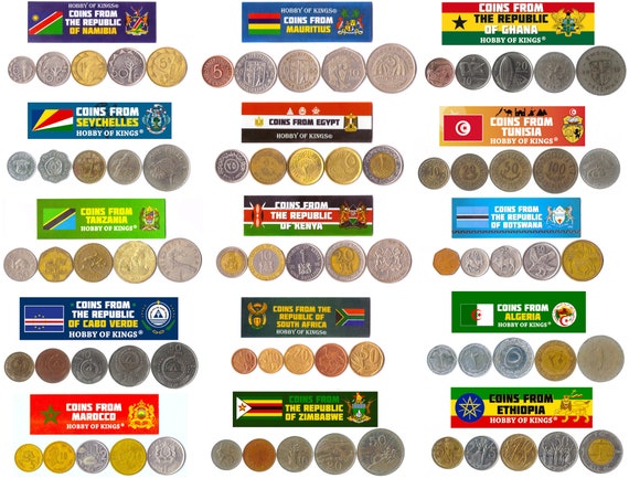 5 Different Coins From African Countries. African Money, Currency Collection, Coin Collections. Great gift for Coin collectors!