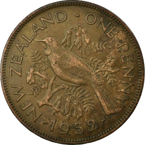 New Zealand Coin 1 Penny | King George VI | Tui Bird | 1949