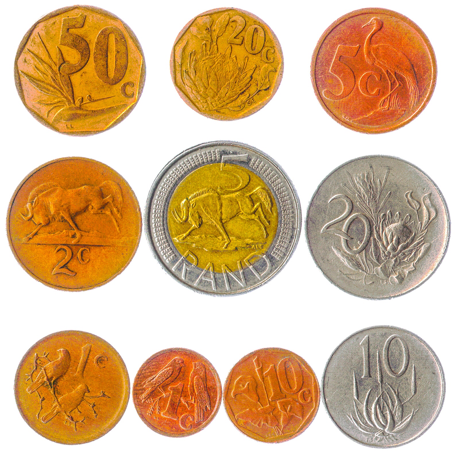 10 Different South African Coins. RSA Currency Cents Rands. | Etsy