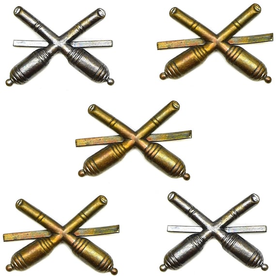 5 x New CzechoSlovakian Military Army Missile Soldier Lapel Artillery Pins Crossed Cannons Badges, hat pins, lapel pins, shoulder pins