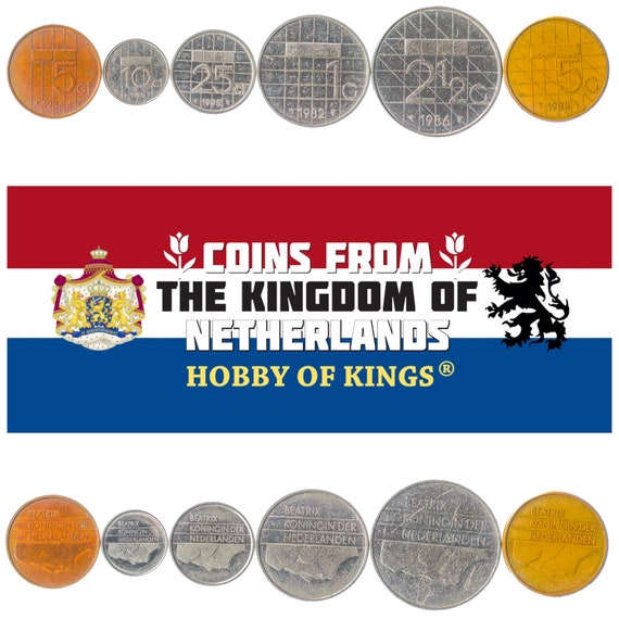 Netherlands 6 Coin Set 5 10 25 Cents 1 2 1/2 5 Gulden | Queen Beatrix | Netherlands | 1982 - 2001