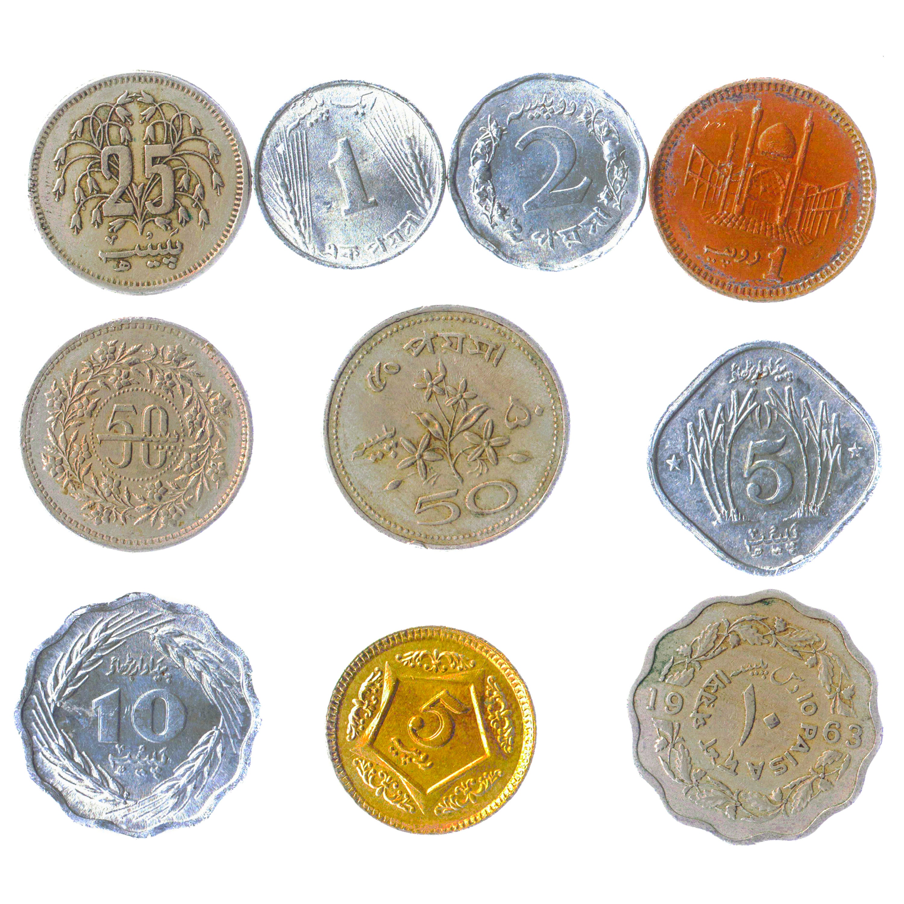 Different 10 Coins From the Islamic Republic of Pakistan Old