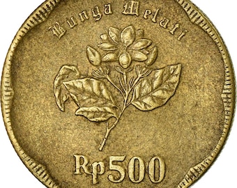 インドネシア 500ルピア硬貨 | ジャスミンの花 | KM54 | 1991 - 1996