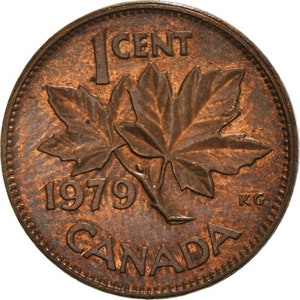 Kanadische Münze Kanada 1 Cent | Königin Elisabeth II | Ahornblatt | 1965 - 1979