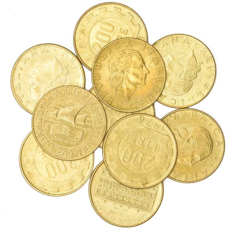500 Lire Italian Pre-Euro Bulk Coins 1951-2001 10 Italian Coins 5 Lire
