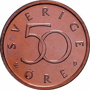 Swedish Coin 50 Öre | King Carl XVI Gustaf | Crown | Sweden | 1992 - 2009