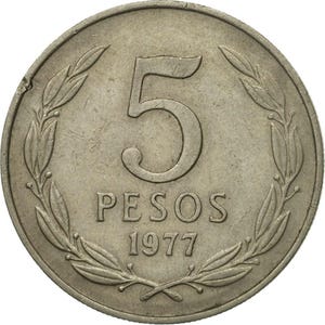 チリ | 5ペソ硬貨 | 自由の天使 | KM209 | 1976 - 1980 - Etsy 日本