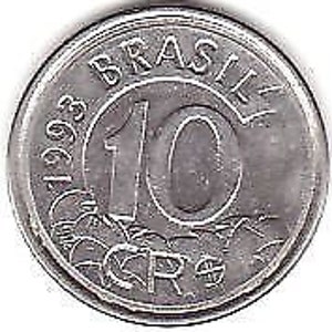 Brazil 10 Cruzeiros Reais Coin KM628 1993 - 1994