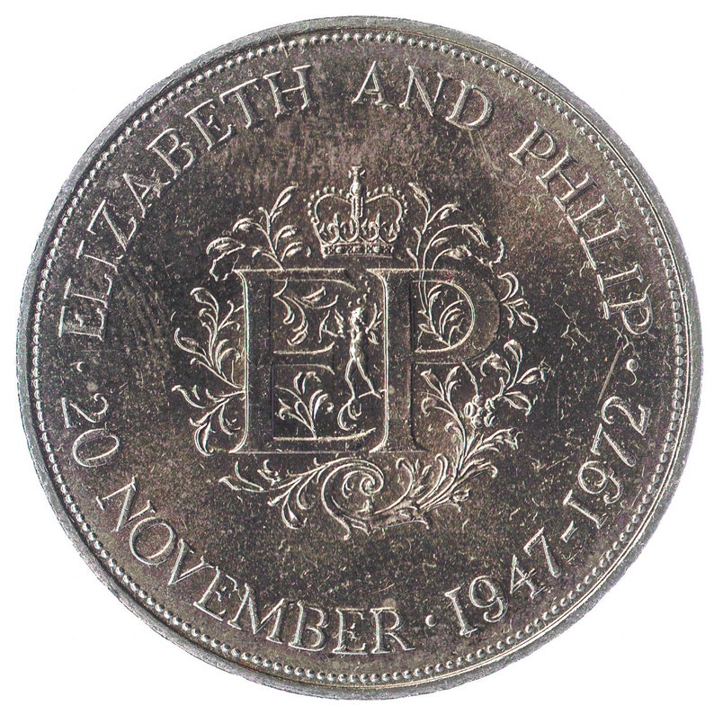 25th Wedding Anniversary of Queen Elizabeth II And Prince Philip 1972 British Commemorative 25 New Pence Coin