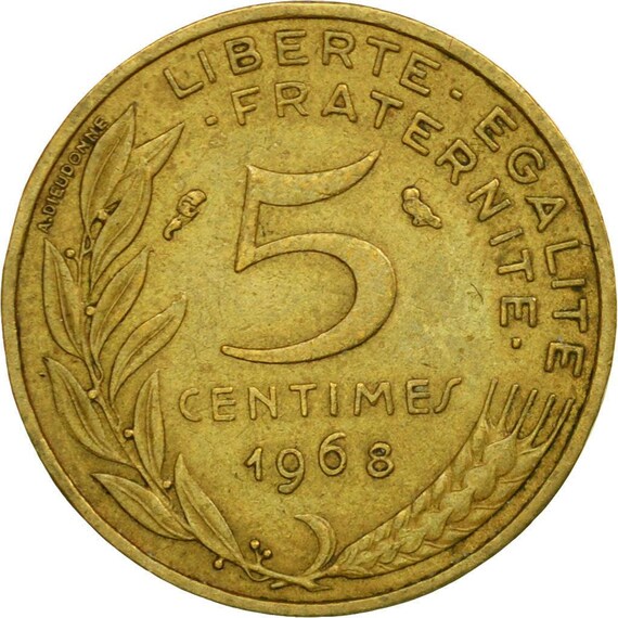 フランスコイン 5 サンタイム |フランス | 1966 年 - 2001 年 - Etsy 日本