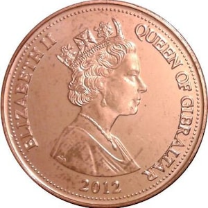 Moneda gibraltareña 2 peniques / Reina Isabel II / Gibraltar / 2012 - 2013