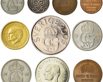 10 Sweden Coins | Swedish Currency Collection | 1 2 5 25 50