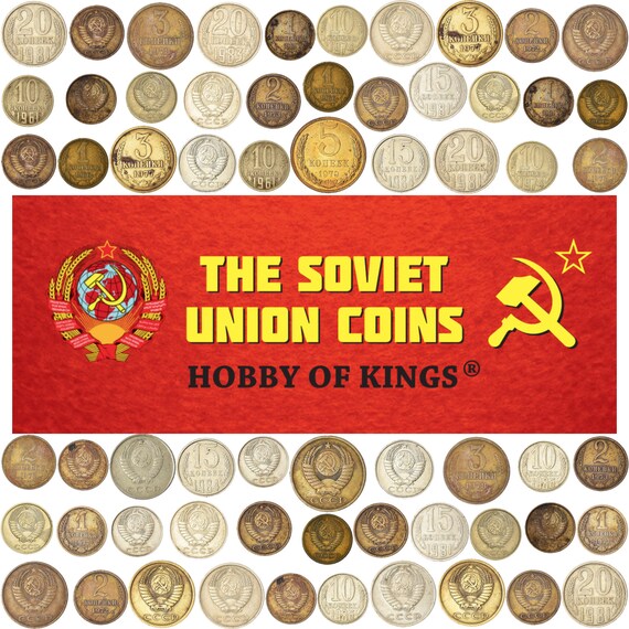 USSR Soviet  | 100 kopeks | 1 Pound Coins | 1 kilogram Kopeck Mix | 1961 - 1991 | Hammer and Sickle | Cold War | CCCP