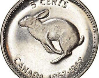 カナダ 50セント硬貨 1967年 エリザベス2世値下げ カナダ硬貨 カナダ 5セント | エリザベス2世 | ウサギ | 1967年 - Etsy