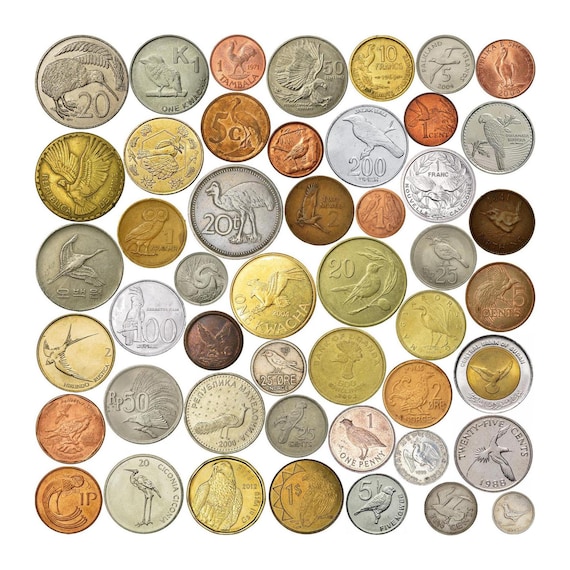 Bird Coin Collection: Authentic Worldwide Currency, Gift for Collectors