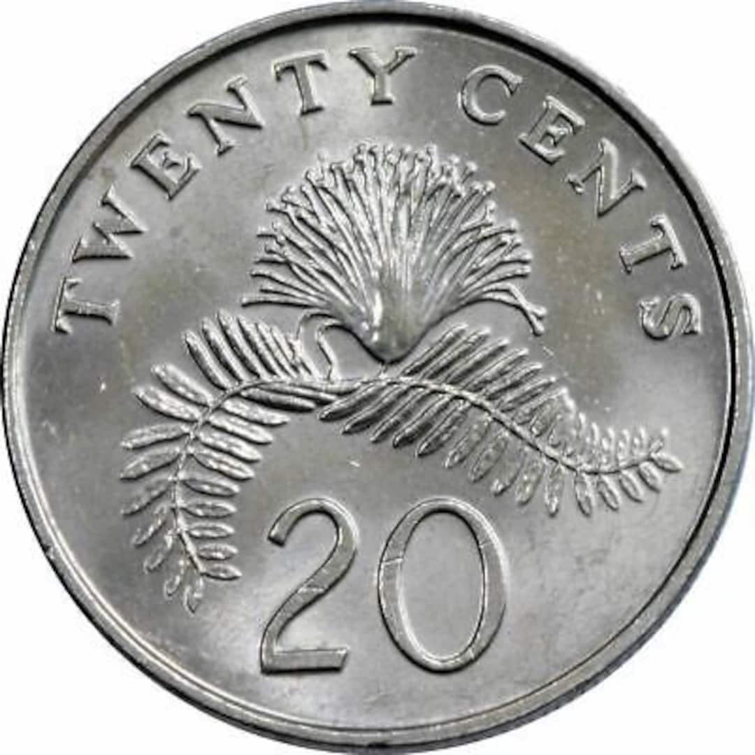 Singapore 20 Cents Ribbon Upwards Coin KM52 1985 - 1991