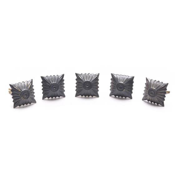 5 German Military Army Officer Uniform Epaulette pins, Grey Captain Rank Pips Badges