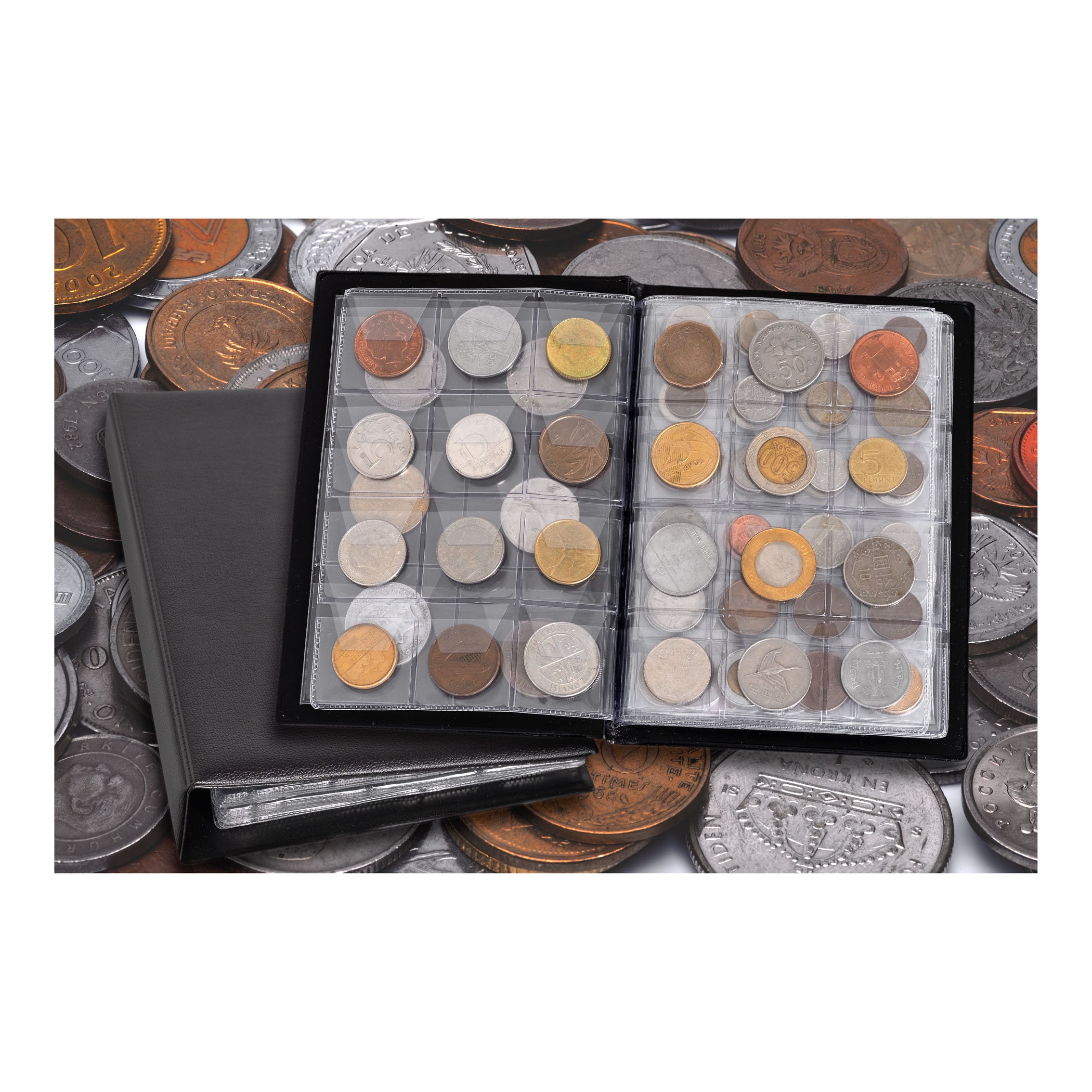 96 Coin Collection Including Currency Album | Full Numismatic Book of Different Coins | 50 Unique Foreign Countries | Complete Coins Collections 