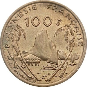 Französische Polynesien 100 Franken Münze | Marianne | Moorea Hafen | 1976 - 2005