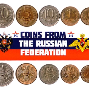5 RUSSIAN FEDERATION COINS DIFFERENT EUROPEAN COINS FOREIGN