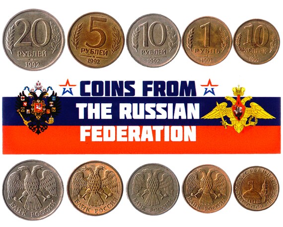5 Russian Federation Coins Different European Coins Foreign Currency, Valuable Money