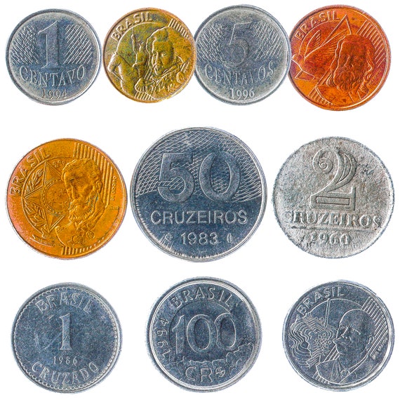 Brazilian Coins Real Cruzados Cruzeiros Centavos | Latin America | Brazil Money Currency Collection | National Species Famous Figures