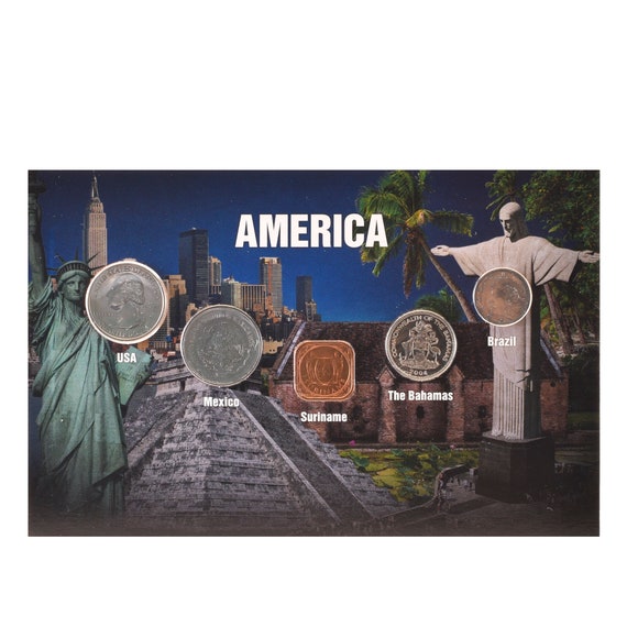 5 Coins from Americas (Latin, North, South, Central, Caribbean) | Brazil | Bahamas | Suriname | Mexico | USA