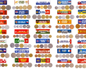 5 Different Coins. You Can Pick From More Than 30 European Countries. Old Currency Collection For Your Coin Album, Coin Collector Gift