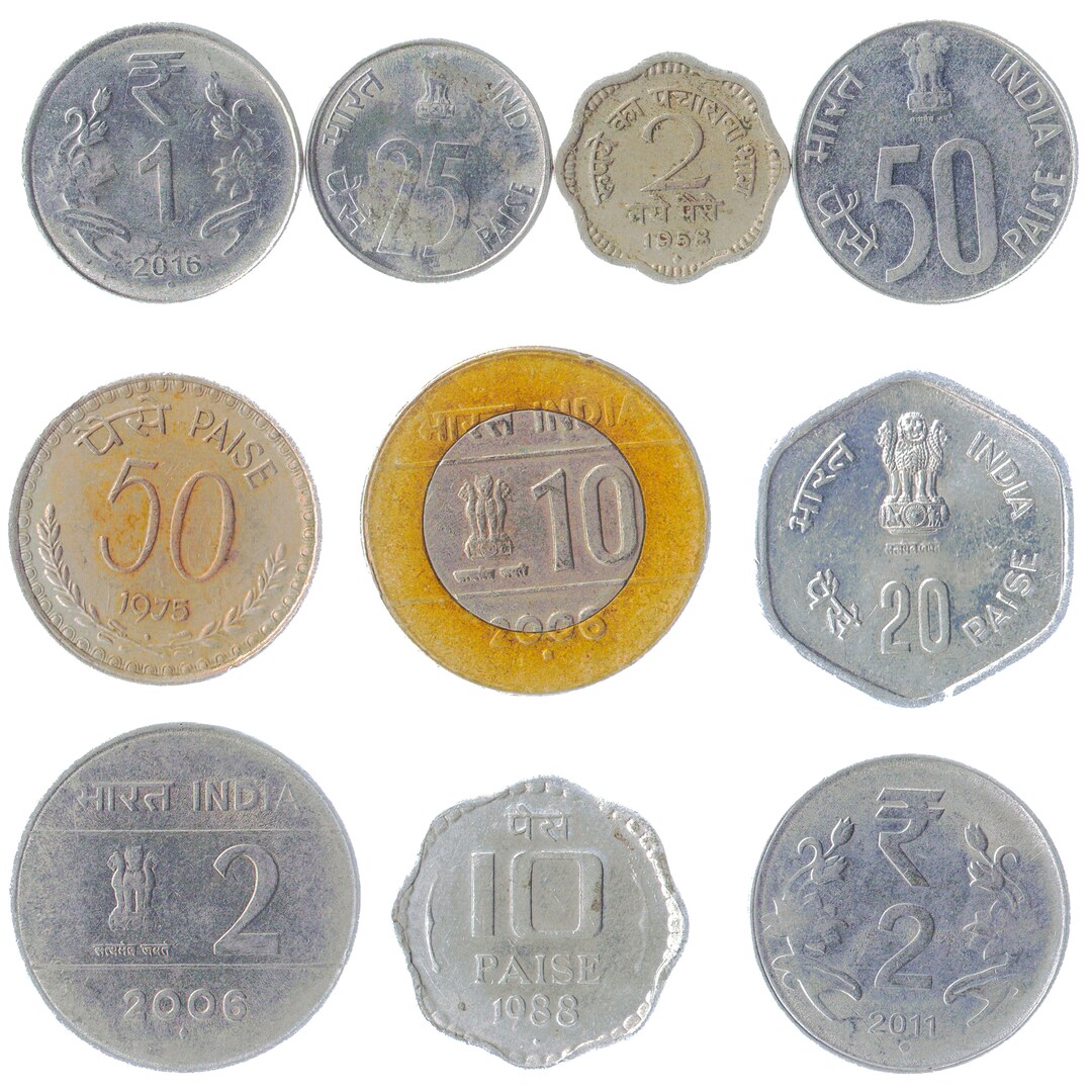 10 Different Indian Coins Old Currency From India Paise Rupee Mixed 