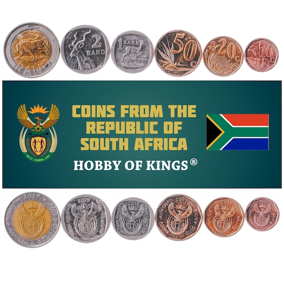 South Africa 6 Coins Set 2012 - 2020 | African Currency 10 20 50 Cents 1 2 5 Rands | Wildebeest Blue Crane Strelitzia Arum Lilies Protea