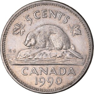 Canadian Coin Canada 5 Cents | Elizabeth II | Beaver | 1990 - 2001