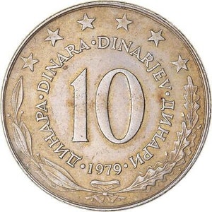 Yugoslav Coin 10 Dinara | Flame | Stars | Yugoslavia | 1976 - 1981