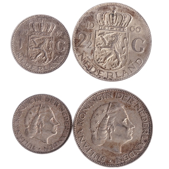 Netherlands 2 Coin Set 1 2.5 Gulden | Queen Juliana | Netherlands | 1954 - 1967