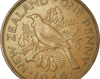 New Zealand Coin 1 Penny | King George VI | Tui Bird | 1940