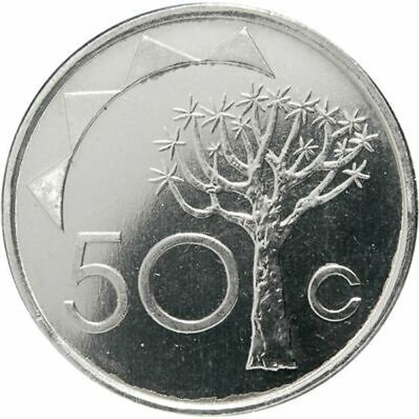 Namibia 50 Cents Coin African Eagle Gemsbok (oryx) Quiver tree KM3 1993 - 2010