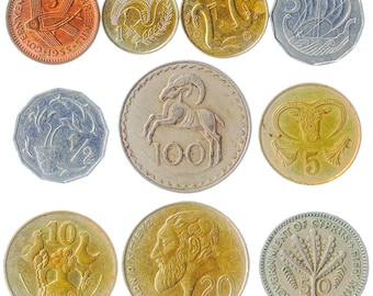 Cypriot Coin Collection: 1955-2007 Cyprus Currency, Ancient Greek Symbols