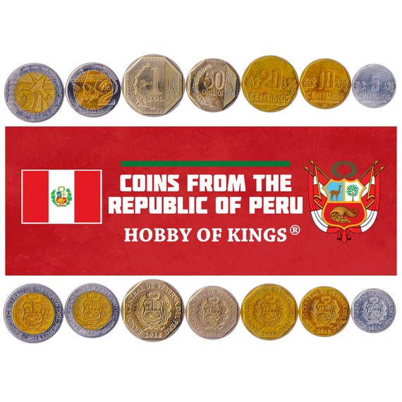 Peruvian 7 Coin Set 5 10 20 50 Céntimos 1 2 5 Soles | Hummingbird | Nazca Lines | Condor | 2016 - 2021