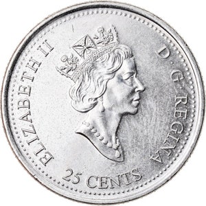 Canadian Coin Canada 25 Cents | Queen Elizabeth II | Children Painting | 1999