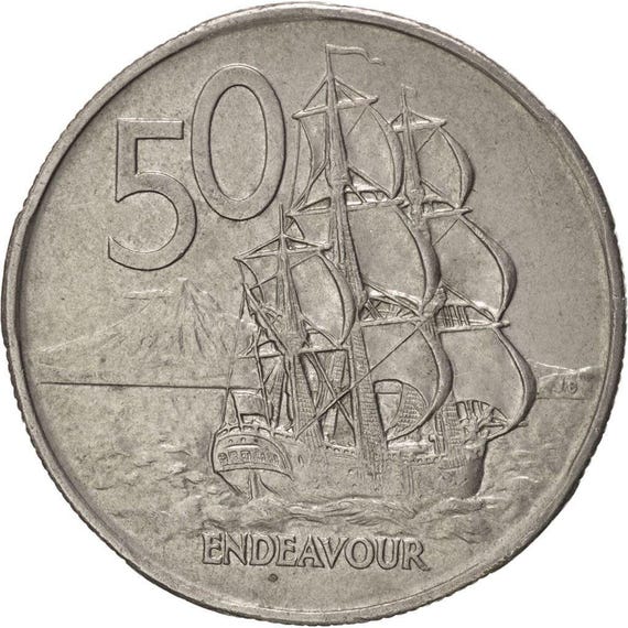New Zealand 50 Cents Coin | Captain James Cook | HMS Endeavour