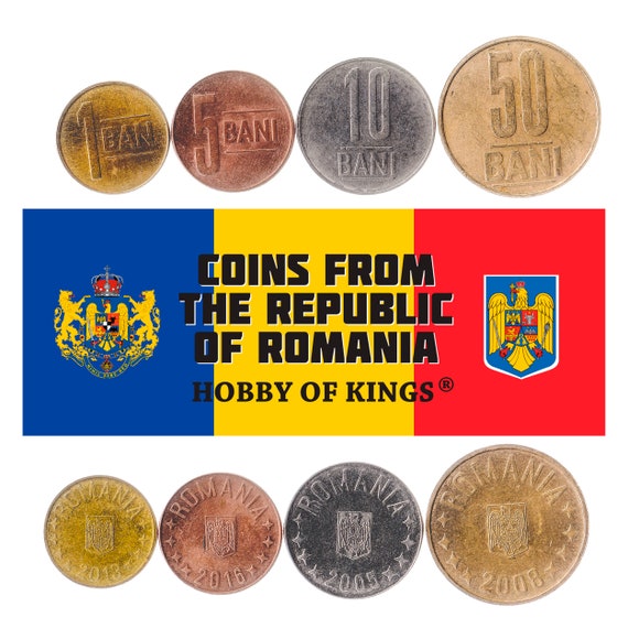 Romanian 4 Coin Set 1 5 10 50 Bani | Eagle | Stars | 2005 - 2017