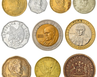 10 Chile Coins | Pesos | Escudos | Centesimos | Centavos | South America | Mixed Chilean Currency Since 1954