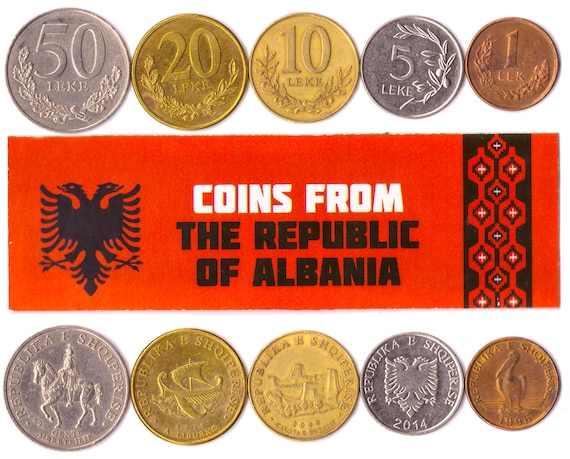 5 Albanian Coins | Different Coins From Balkans | Mixed Foreign Currency | Valuable Money | Pelican | Horse Rider | Castle | Eagle